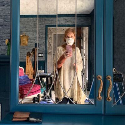 "Trying on the mask"