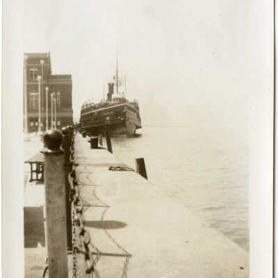 Boat docked at Navy Pier