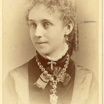Portrait of woman with cross necklace, Harvey Family, Lake Bluff
