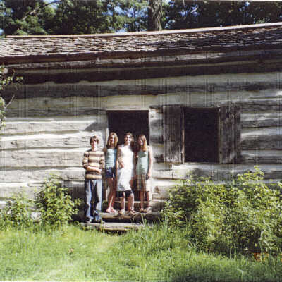 Shirley Paddock's grandchildren outside Crab tree Farm