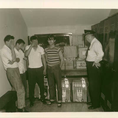 Chief Alex Brebner with four men and whiskey