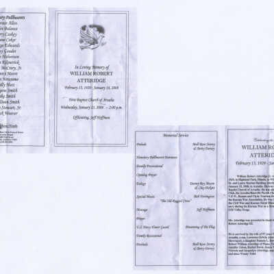 Funeral Booklet for William Robert Atteridge