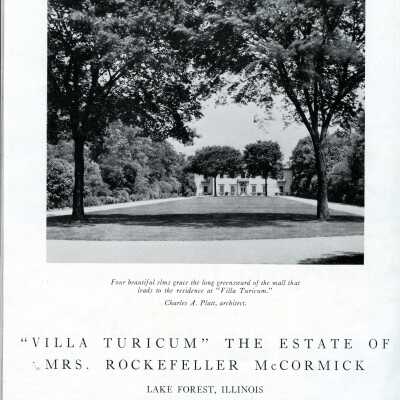 "Villa Turicum" The Estate of Mrs. Rockefeller McCormick