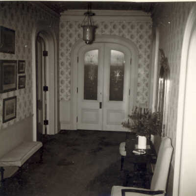 Front door and entry area of Quinlan home
