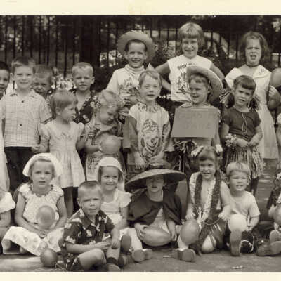 Costumed children in Gorton parking lot