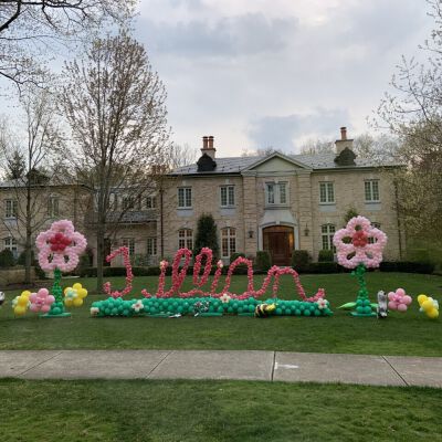 "Celebrating by balloon"