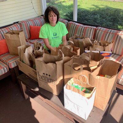 "Collecting food donations for neighbors in need"