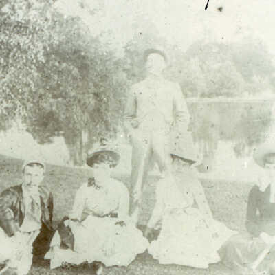 C.B. Farwell and group at the pond