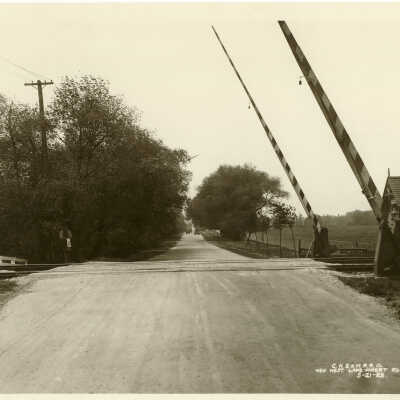Looking west at C & NW Freight line on old crossing at Deerpath