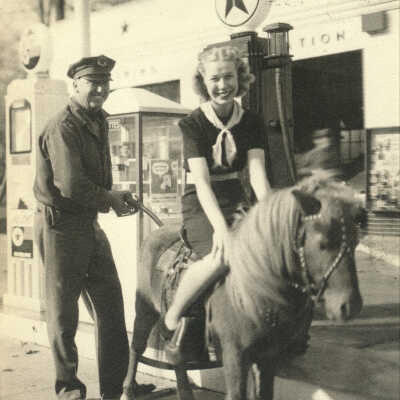 Herman Johnson and Lucile at Texaco Gas Station