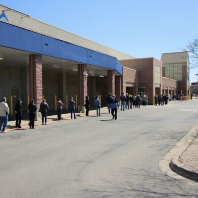 "Waiting to enter Sam's Club"