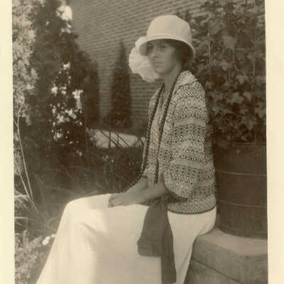 Grace McGann in the garden