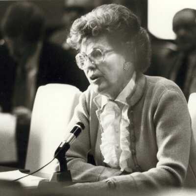 Virginia Fiester Frederick speaking in Illinois House