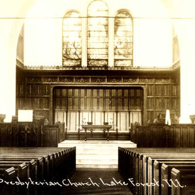 Postcard of First Presbyterian Church interior