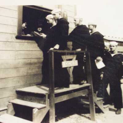 Sailors at YMCA window