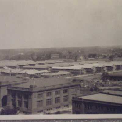 Aerial view with camp barracks