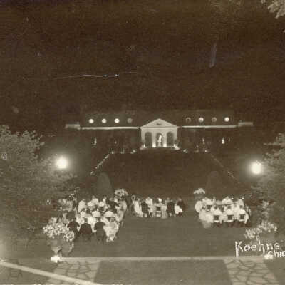 "Fairlawn" garden and lawn at night
