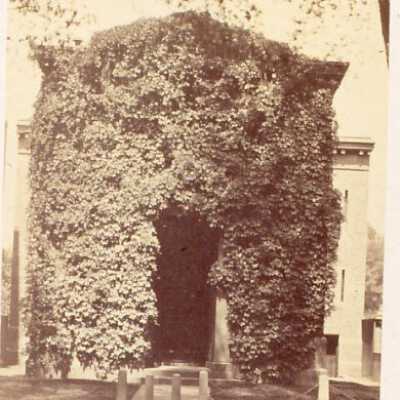 Mausoleum covered in ivy
