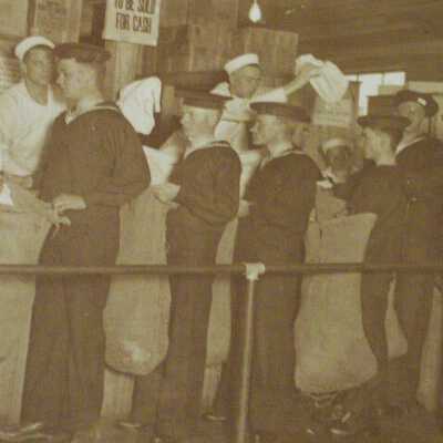 Portrait of sailors in line for supplies