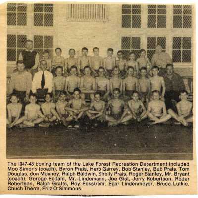 Image of the 1947-1948 boxing team of the Lake Forest Recreation Department