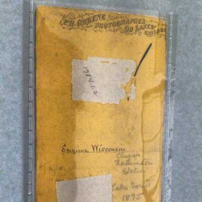 Reverse of Steeoview.  "Engine Wisconsin" in iron gall ink while incorrect "1875" is in pencil.  Note P B Greene street address different from that on obverse.