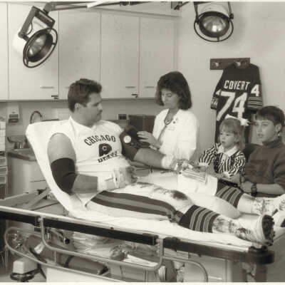 Chicago Bear's Offensive Tackle, Jim Covert, at Hospital
