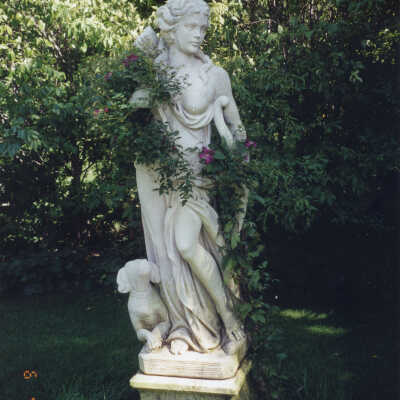 Statue of woman and dog