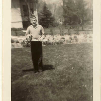 Stanley Wells with Model Airplane