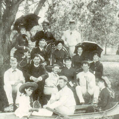 Grace Farwell group near the pond