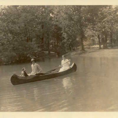 Canoeing with dog on Farwell Pond