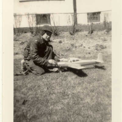 Stanley Wells with Model Airplane
