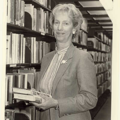 Sydney Mellinger in the stacks