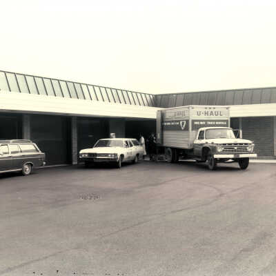 Police station wagon at garages
