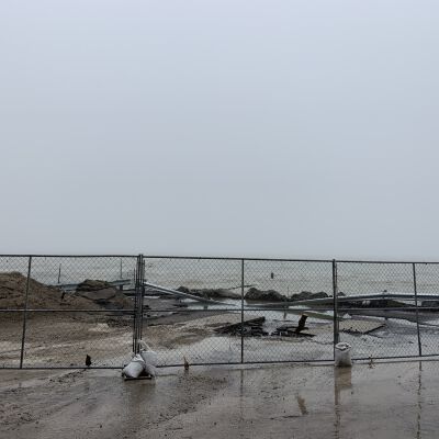 "Storm damage at Lake Bluff beach"