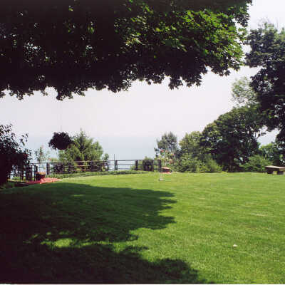 View of the back lawn looking toward Lake Michigan at the Edward Byron Smith house