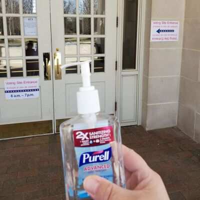 "Voting at the West Lake Forest Train Station"