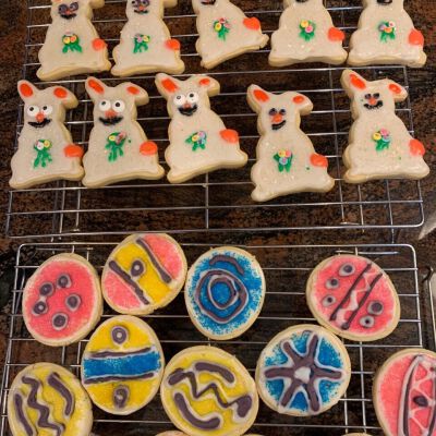 "Baking easter cookies"