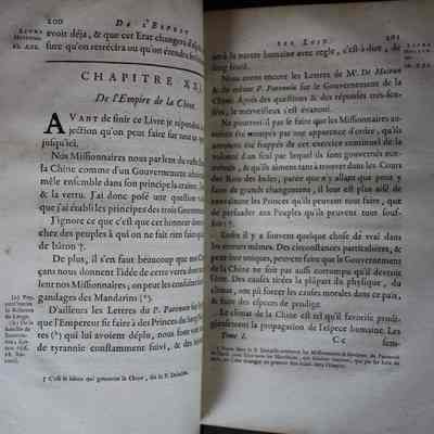 Image of Book VIII, Chapter XXI: This chapter is titled "Of the Empire of China," showing how Montesquieu included his impression of the Chinese approach to government alongside his ideas on western models of government.