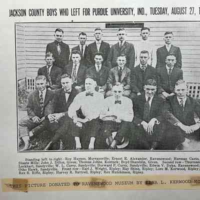 Jackson County boys who left for Purdue University, Indiana, August 27, 1918