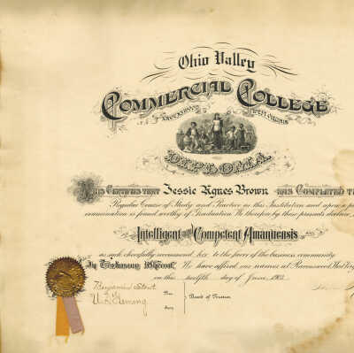 Ohio Valley College Diploma (Jesse Agnes Brown)