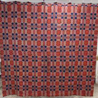 Navy, Red, and Light Blue Coverlet