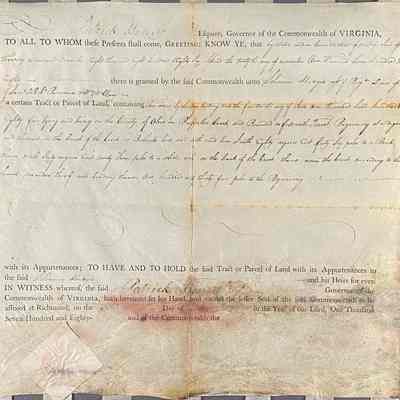 1786 Solomon Hedges Land Grant