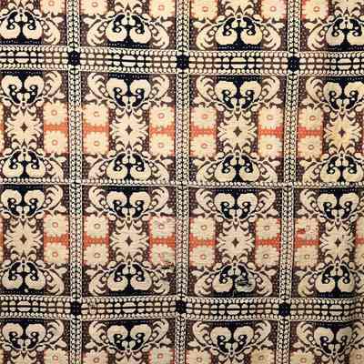 Blue, White, and Coral Coverlet