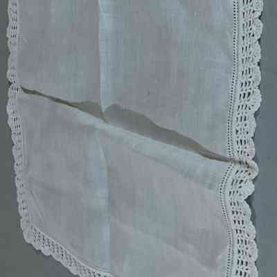 White Handkerchief with Crochet Trim
