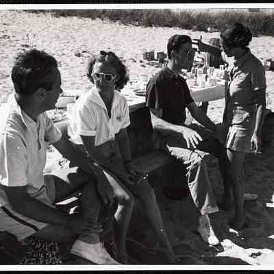 Siasconset clam bake Lt. MacDonald, Mrs Leo Whitiside, Jr., John Parker + Mrs. Brownley