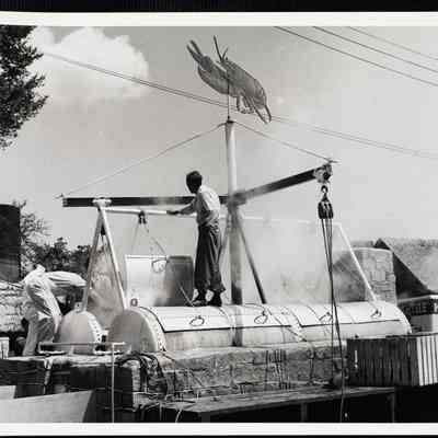 Maine Lobster Festival, Rockland, Maine. This is the world's largest lobster pot. It can cook 3,000 lbs of lobster an hour or 36 tons a day.
