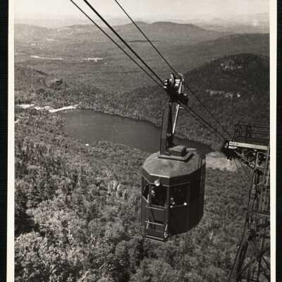 Aerial Tramway, Cannon Mt. N.H. Echo Lake in background
