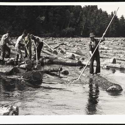 Breaking up log jam - Maine