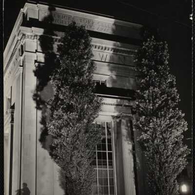 A corner of one of the fine buildings which comprise the Mass Institute of Technology group across the Charles River in Cambridge.
