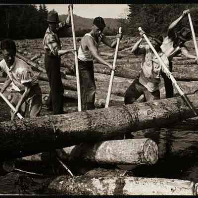 Saco River, Maine log drive Hiram, Me 1939